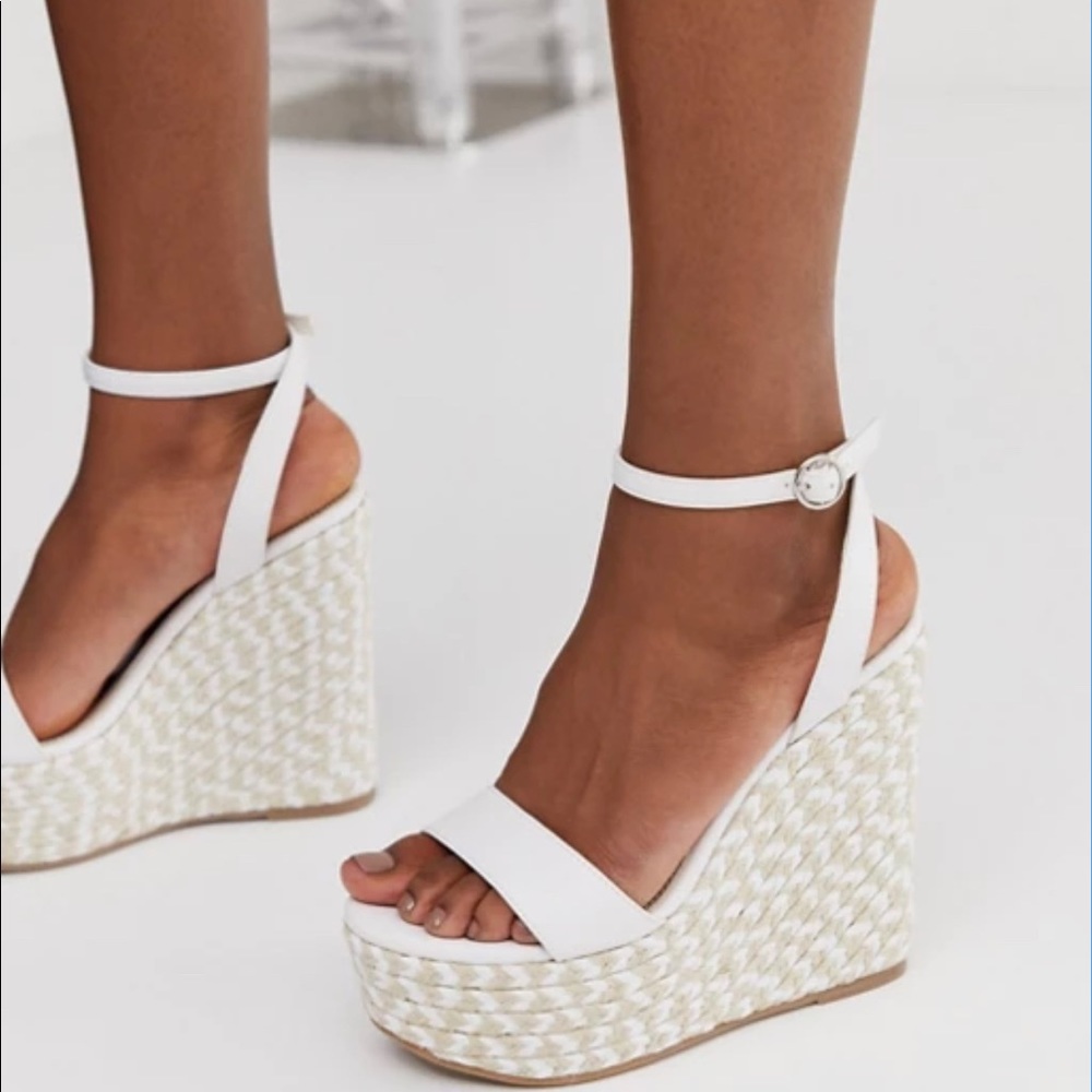 ASOS DESIGN Justina espadrille wedges in white